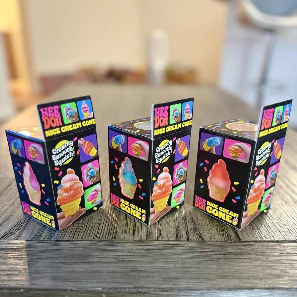 Complete 3 Set - Nee Doh Nice Cream Cone Pink Blue and Orange Color New In Box - Picture 11 of 13